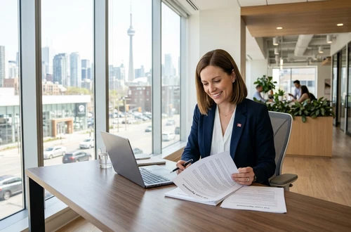 DriveWise lending specialist reviewing a car loan application with a client in a bright modern office